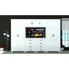 Dulap Dynasty Dormitor Alb 7 usi si 8 sertare cu spatiu pentru televizor